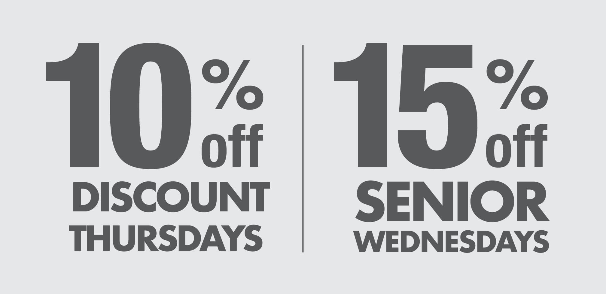 Discount Thursdays / Senior Wednesdays Banner